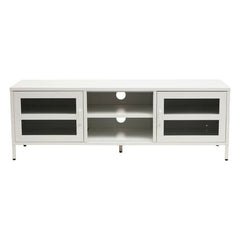 Acier Two Door White Metal Media Unit - Home Luxe Interior