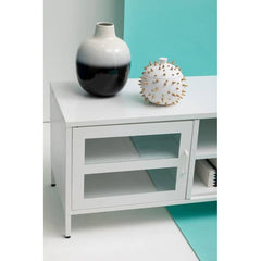 Acier Two Door White Metal Media Unit - Home Luxe Interior