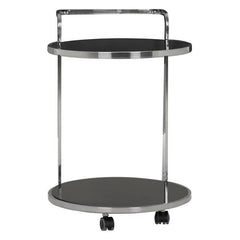 Ackley 2 Tier Silver Drinks Trolley with Black Glass Home Luxe Interior
