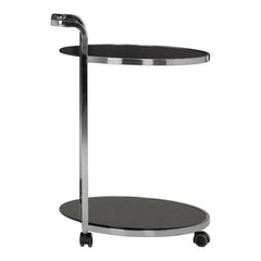 Ackley 2 Tier Silver Drinks Trolley with Black Glass Home Luxe Interior