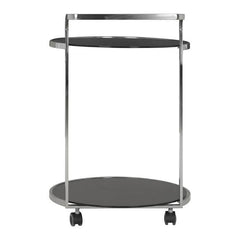 Ackley 2 Tier Silver Drinks Trolley with Black Glass Home Luxe Interior