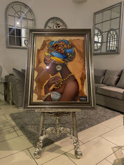 African Lady Side View Wall Champagne Step Frame 90Cm X 70Cm