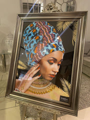 African Lady Wall Champagne Step Frame 90Cm X 70Cm