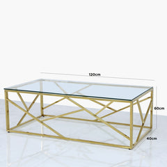 Ajax Gold Metal Coffee Table Glass Top