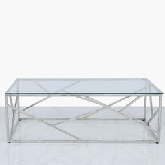 Ajax Stainless Steel Coffee Table Glass Top