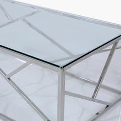Ajax Stainless Steel Coffee Table Glass Top