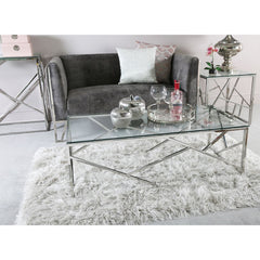 Ajax Stainless Steel Coffee Table Glass Top