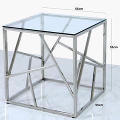 Ajax Stainless Steel End Table Glass Top