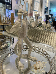 Antique Silver Standing Monkey Candelabra