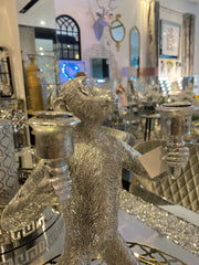 Antique Silver Standing Monkey Candelabra