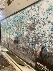 Aqua Blossom Tree Wall Art Mirror Frame