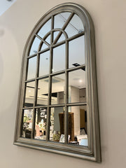 Arch Window Frame Mirror Antique Silver