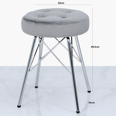 Arianna Tufted Round Stool Light Silver