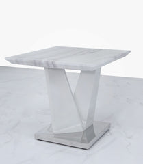 Aston Rect Marble Effect End Table White