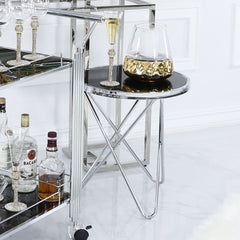 Atlas Black Glass End Chrome Table