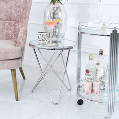Atlas Clear Glass End Chrome Table