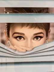 Audrey Hepburn & Co Aqua Blind Peeking Wall Art Chrome