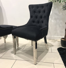 Aydin Dining Chair Brushed Velvet In Black - Sold In Pairs
