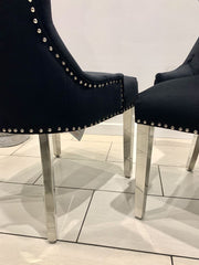 Aydin Dining Chair Brushed Velvet In Black - Sold In Pairs