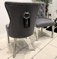 Aydin Dining Chair Brushed Velvet In Dark Grey - Sold In Pairs
