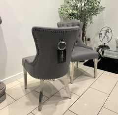 Aydin Dining Chair Brushed Velvet In Dark Grey - Sold In Pairs