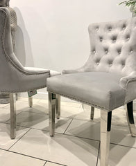 Aydin Dining Chair Brushed Velvet In Silver - Sold In Pairs