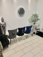 Aydin Dining Chair Brushed Velvet In Silver - Sold In Pairs