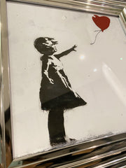 Banksy Heart Balloon Wall Art Chrome Step Frame
