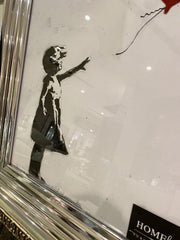 Banksy Heart Balloon Wall Art Chrome Step Frame