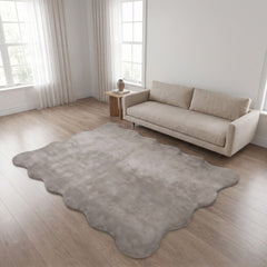 Natural Scallop Edge Large Area Rug Neutral Living Room Rug 160 x 230cm