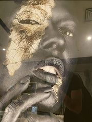 Black African Gold Paint Wall Art Mirror Frame 75Cm X 95Cm