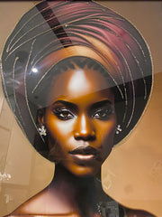 Black African Lady Design 1 Wall Art Mirror Frame 90Cm X 70Cm