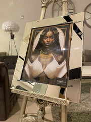 Black African Lady Design 5 Wall Art Mirror Frame 55Cm X 65Cm