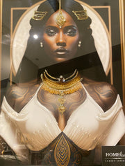 Black African Lady Design 5 Wall Art Mirror Frame 55Cm X 65Cm
