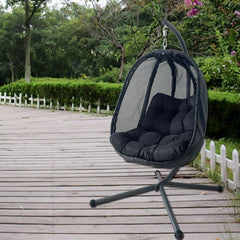 Black Egg Chair with Black Cushions