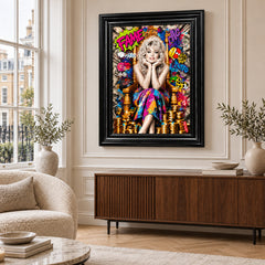 Dolly Parton Fame Pop Art Black Frame Canvas Print Decor - 60 x 80cm