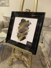 Black & Gold Abstract Wall Art Black Step Frame