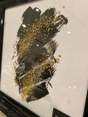 Black & Gold Abstract Wall Art Black Step Frame
