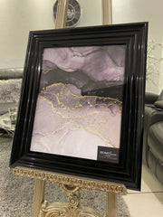 Black & Gold Marble Abstract Wall Art Black Frame