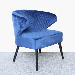 Blue Wingback Quilted Velvet Easy Chair