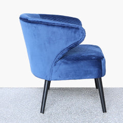 Blue Wingback Quilted Velvet Easy Chair