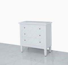 Bravia 3 Drawer Cabinet White Wood Mirror Top