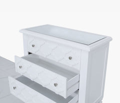 Bravia 3 Drawer Cabinet White Wood Mirror Top
