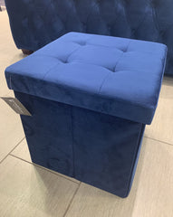 Brushed Velvet Storage Ottoman Seat With Lid