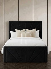 Modern Sunburst Geometric Framed Upholstered Bed Frame