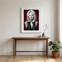 Dolly Parton Red Wall Art White Frame Canvas Print Decor - 60 x 80cm