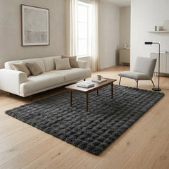 Home Luxe Charcoal Bubble Faux Fur Rug Warm Fluffy Area Mat 160x230cm