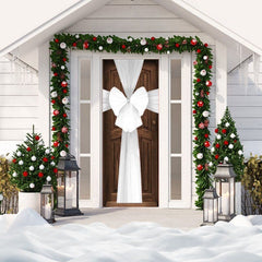 Christmas Decrorative Fabric Door Bow In White