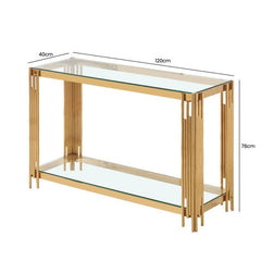 Cohen Gold Steel Tubes & Clear Glass Console Table