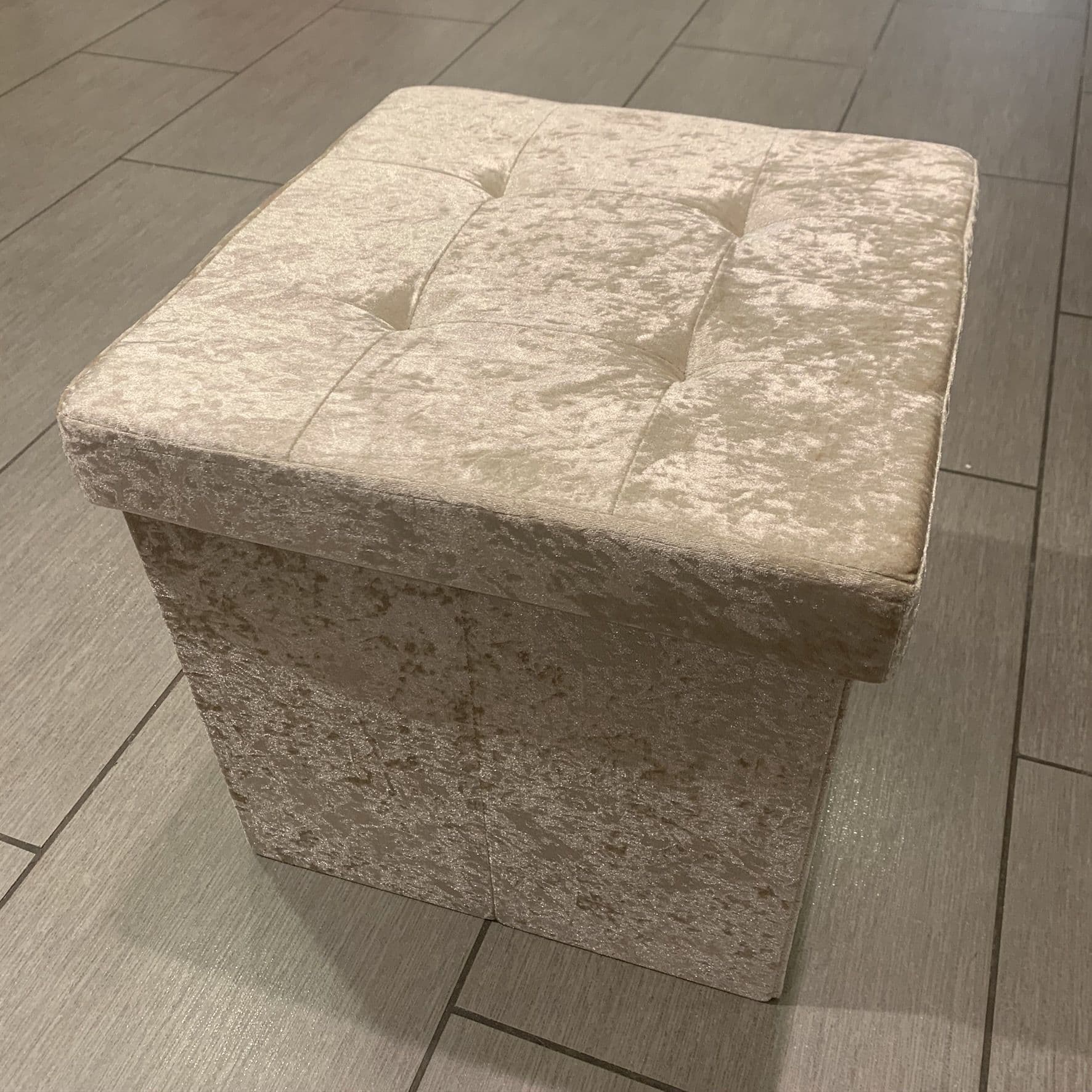 Crushed Velvet Folding Storage Ottoman Seat